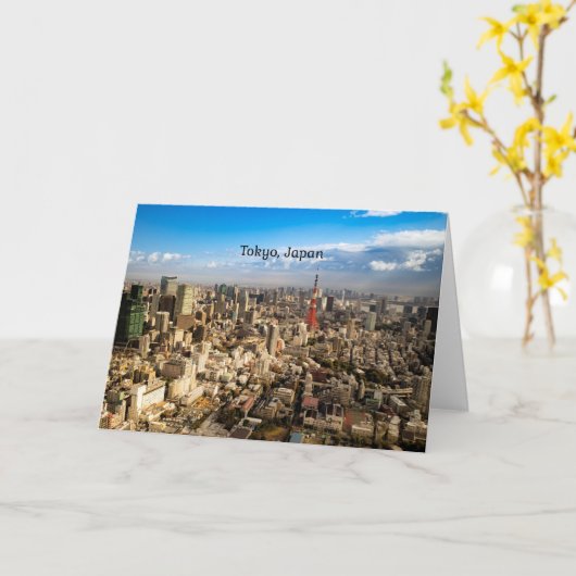 東京，日本の航空写真 カード (黄色い花)