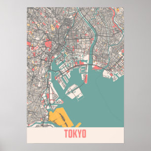 東京 – 日本チョークシティの地図 ポスター