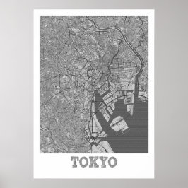 東京 – 日本ペンシルシティの地図 ポスター