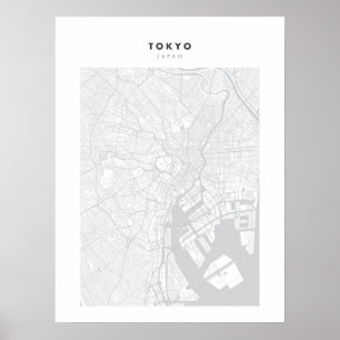 東京 – 日本ホワイトシティの地図ポスター ポスター