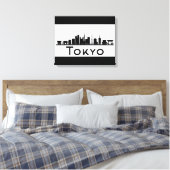 東京，日本 |ブラック&ホワイトシティのスカイライン キャンバスプリント (インサイチュ (寝室))