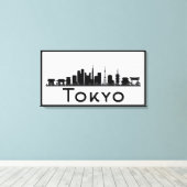 東京,日本 |ブラック&ホワイトシティのスカイライン キャンバスプリント (インサイチュ (ウッドフロア))