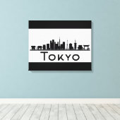東京，日本 |ブラック&ホワイトシティのスカイライン キャンバスプリント (インサイチュ (ウッドフロア))