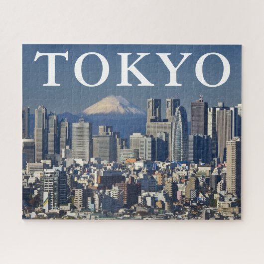 東京 日本 新宿区のスカイライン 富士山 ジグソーパズル (横)