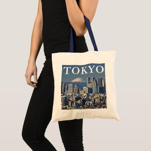 東京 日本 新宿区のスカイライン 富士山 トートバッグ (正面(商品))
