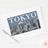 東京 日本 新宿区のスカイライン 富士山 長方形シール (封筒)