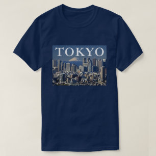 東京 日本 新宿区のスカイライン 富士山 Tシャツ