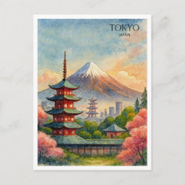 東京 日本 水彩画 お土産 シーズンポストカード