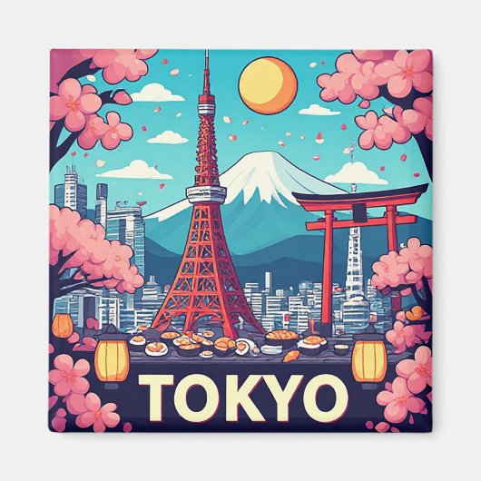 🧲 東京 桜 旅の思い出 日本 🌸 マグネット (正面)