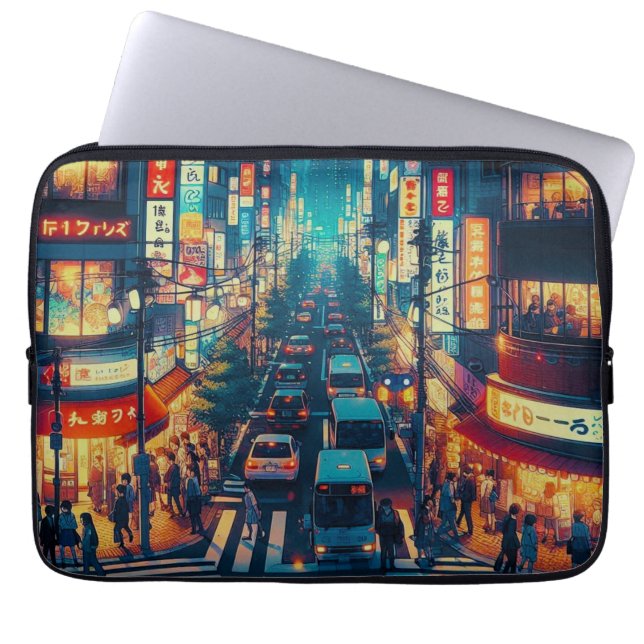 東京 in Motion ラップトップスリーブ (正面)
