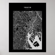 東京 – Japan Dark Cityの地図ポスター