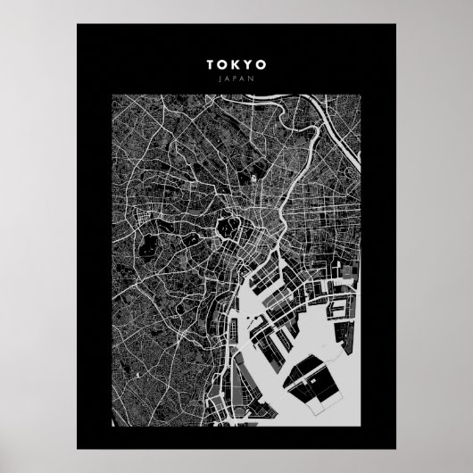 東京 – Japan Dark Cityの地図ポスター ポスター (正面)
