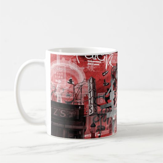 東側のコラージュのマグを下げて下さい コーヒーマグカップ (左)