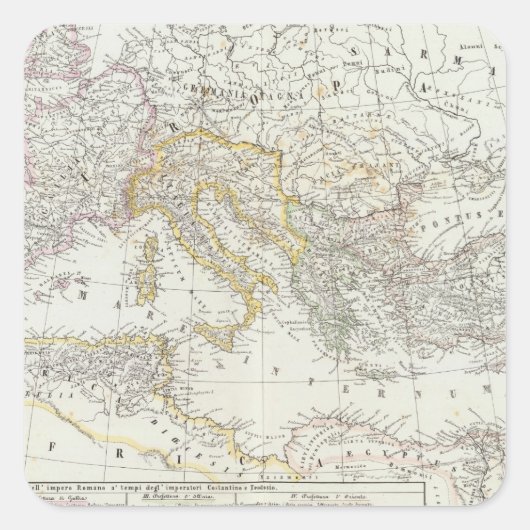 東半球の世界地図 スクエアシール (正面)