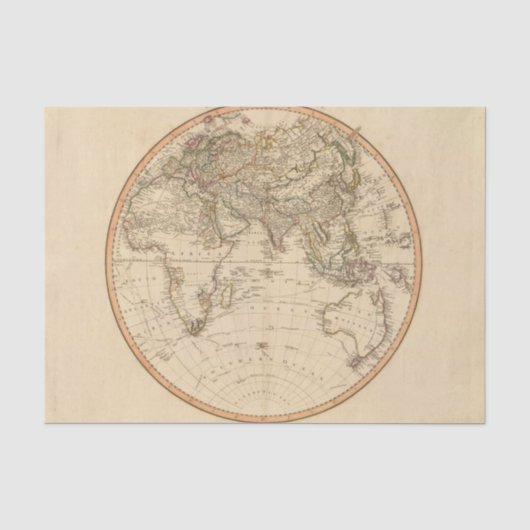 東半球の回状の地図 薄葉紙 (正面)