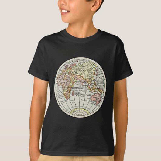 東半球の地図と旅行アート Tシャツ (正面)
