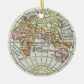 東半球の地図地球儀のトラベルアート セラミックオーナメント (正面)