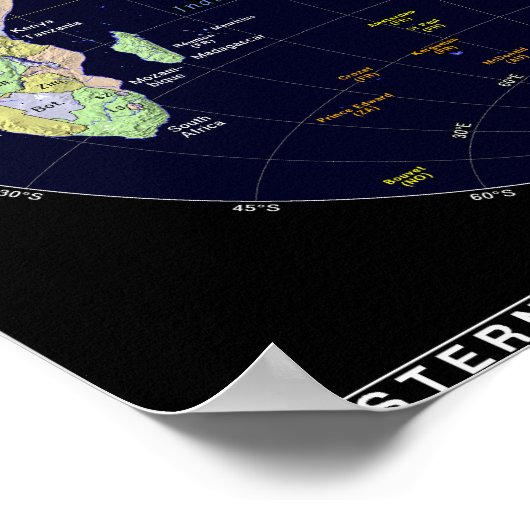 東半球の地図 ポスター (角)