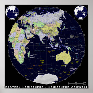 東半球の地図 ポスター