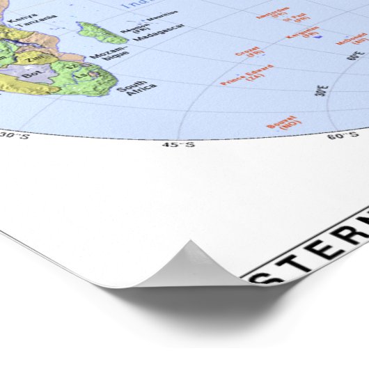 東半球の地図 ポスター (角)