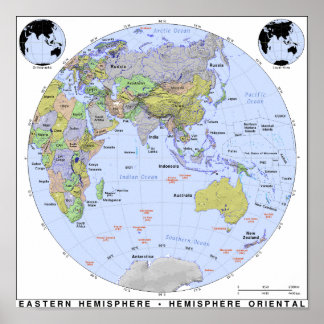 東半球の地図 ポスター