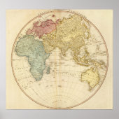 東半球の地図 ポスター (正面)