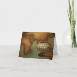 東半球飛んでいるの地図を越えた飛行船 ノートカード