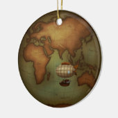 東半球飛んでいる上空飛行船マップカスタム セラミックオーナメント (左)