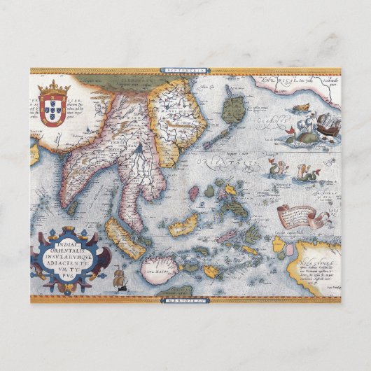 東南アジアとインドネシアの16世紀地図 ポストカード (正面)