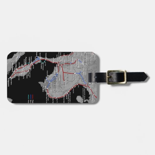 東南アジアの列車の地図の荷物のラベル ラゲッジタグ (正面横)