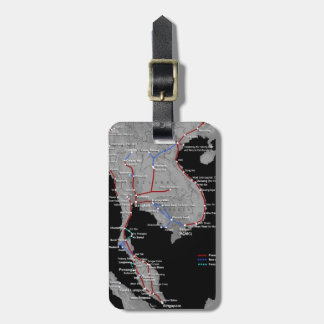 東南アジアの列車の地図の荷物のラベル ラゲッジタグ