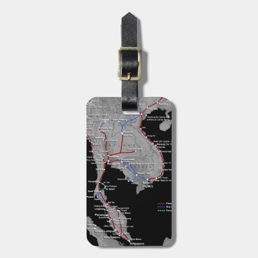 東南アジアの列車の地図の荷物のラベル ラゲッジタグ (正面縦)