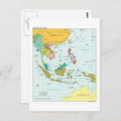 東南アジアの地図 ポストカード (正面/裏面)
