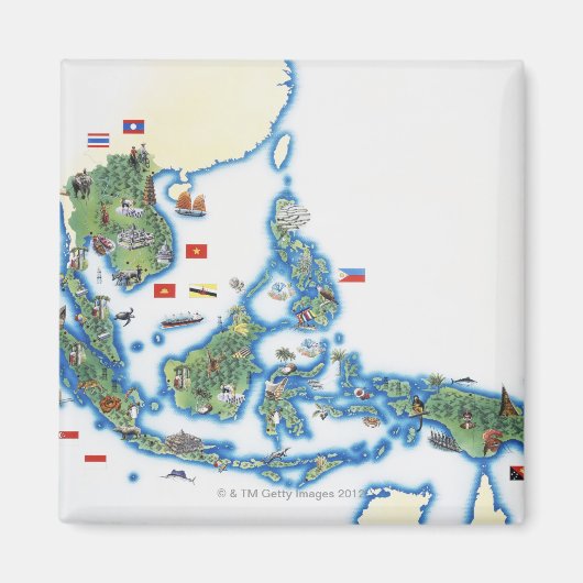 東南アジアの地図 マグネット (正面)