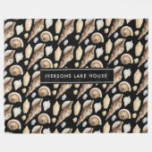 東南アジアの熱帯ヴィンテージ貝類 フリースブランケット (正面(横))