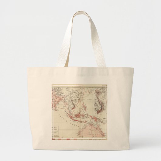 東南アジア及び北のオーストラリアの地図 ラージトートバッグ (正面)