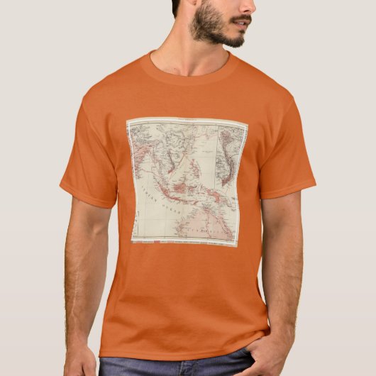 東南アジア及び北のオーストラリアの地図 Tシャツ (正面)