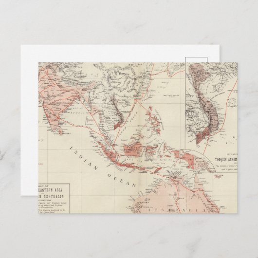 東南アジア・北オーストラリアの地図 ポストカード (正面/裏面)