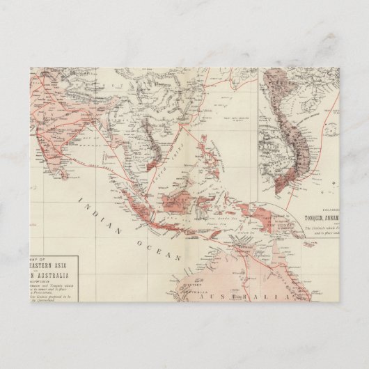 東南アジア・北オーストラリアの地図 ポストカード (正面)