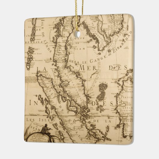 東南アジア| 1687年の旧式な地図 セラミックオーナメント (左)