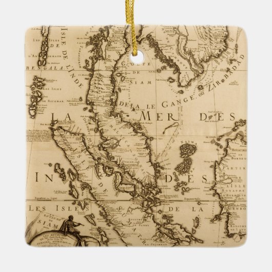 東南アジア| 1687年の旧式な地図 セラミックオーナメント (正面)
