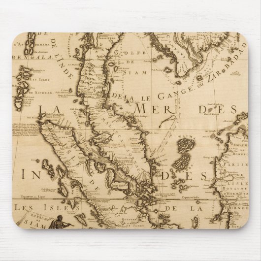 東南アジア| 1687年の旧式な地図 マウスパッド (正面)
