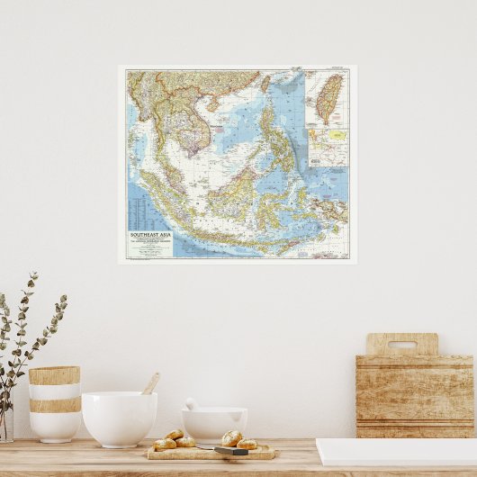 「東南アジア: 1955年詳細地図… ポスター (キッチン)
