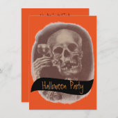 東座標スケルトンおもしろいハローウィンパーティ招待状 招待状 (正面/裏面)