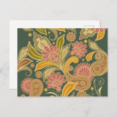 東方ペルシャペイズリー – 緑の黄色の赤 ポストカード (正面/裏面)