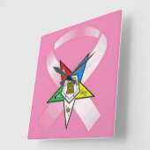 東星乳がん スクエア壁時計 (傾斜)