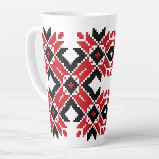 東欧文様伝統的、フォーク、民俗学 カフェラテマグ (左アングル)