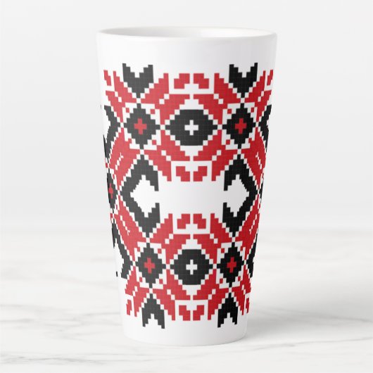 東欧文様伝統的、フォーク、民俗学 カフェラテマグ (正面)