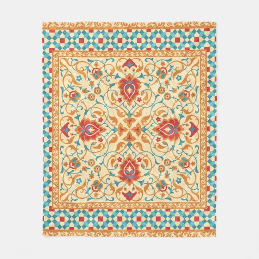 東洋のじゅうたん，華美花模様，スタイル フリースブランケット (正面)