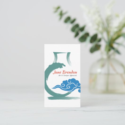 東洋のつぼ及び雲の芸術のアンティークの評価人 名刺 (スタンド正面)